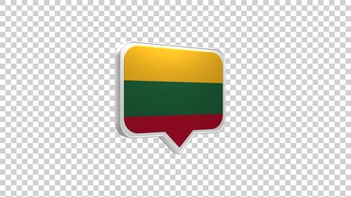 3D Lithuanian Flag Speech Bubble Icon Animation