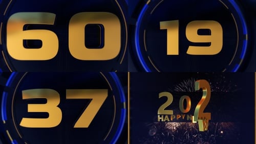 Golden Happy New Year 2024 Countdown with Fireworks