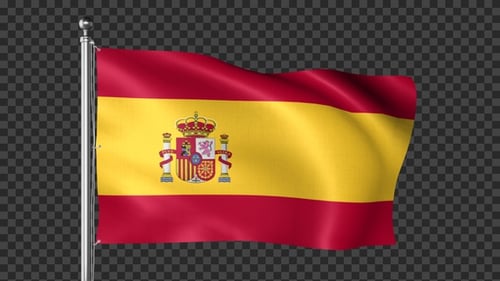 Realistic Waving Flag of Spain on Alpha Background