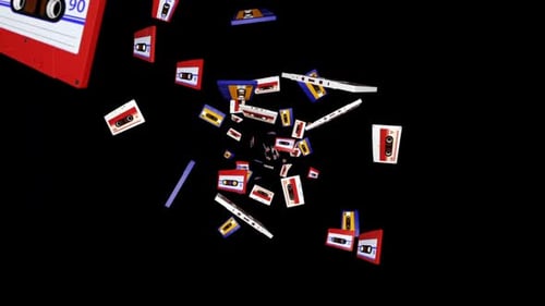 Falling Vintage Cassette Tape, with Alpha Matte, Loop