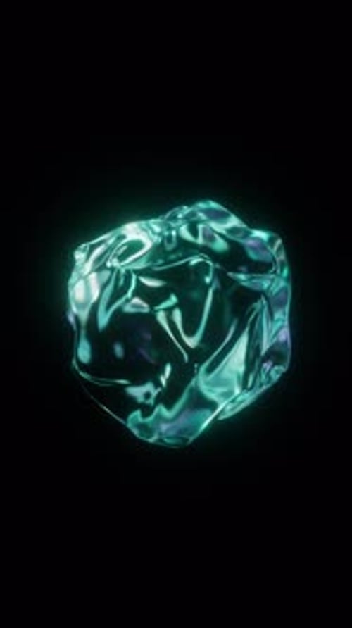 Blue liquid glass flowing sphere