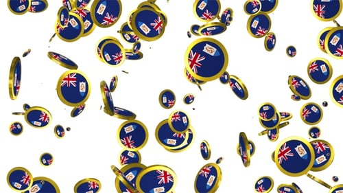 Anguilla Flag With Gold Coin Falling Loop Alpha