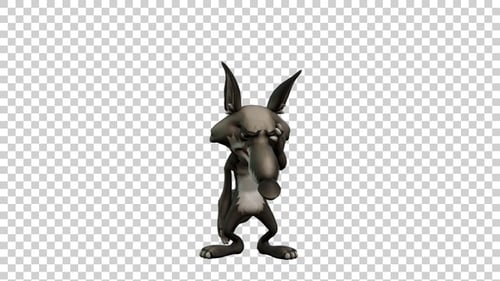 Coyote Cartoon Failure Animation Front View