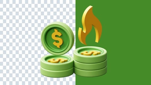 Burning Money 3D Animations | Alpha Channel