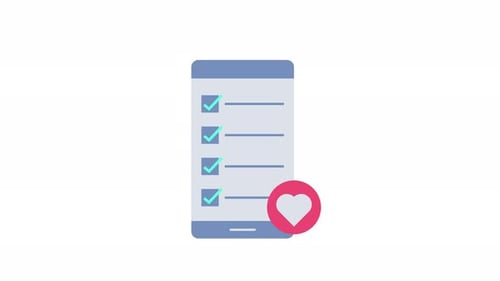 Animated Smartphone Checklist with Heart Icon