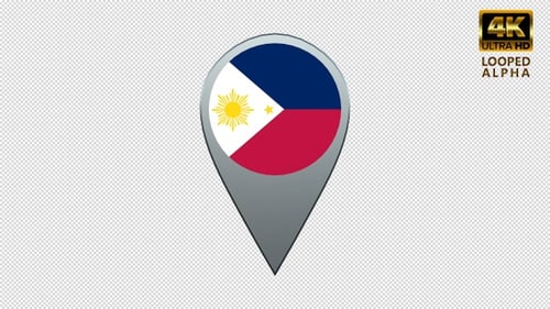 3D Philippines Flag Map Pin Locator Animation