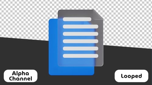 Minimalist 3D Document Icon with Animated Data