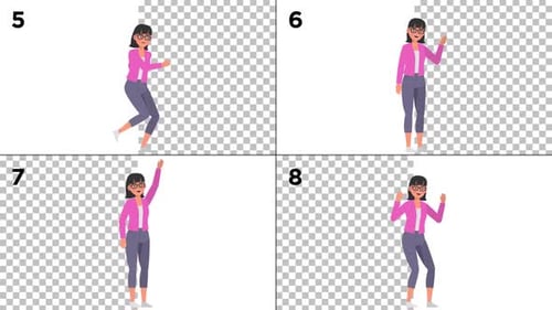 Animated Flat Design Female Character Actions Pack