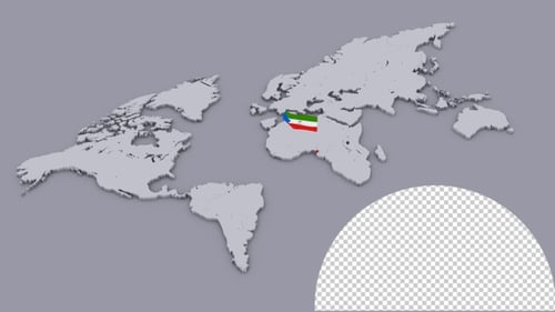 3D World Map Animation with Waving Country Flags for Global Business