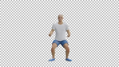 Modern 3D Animated Man Doing Squats Exercise