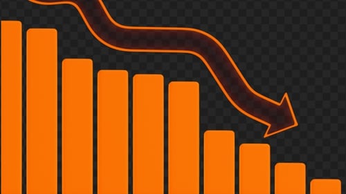 3D Animation of Red Neon Business Graph Chart | Alpha Channel
