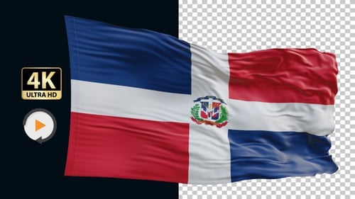 Realistic Waving Flag of Dominican Republic Animation