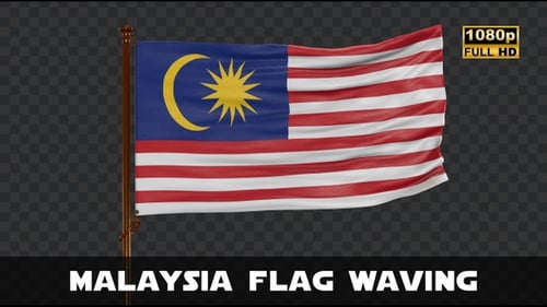 Realistic Waving Malaysian Flag 3D Animation