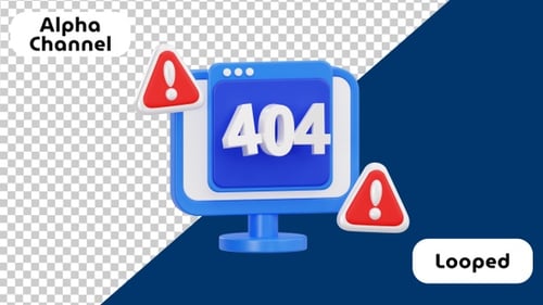 404 Error Page Not Found 3D Animation | Alpha Channel