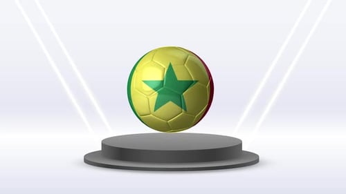 3D Rotating Football with National Flag on Podium