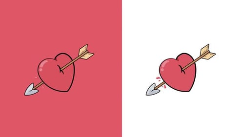 Pack Of 2 Arrow Hearts On Alpha And White Loop