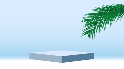 Minimalist Product Display Stage with Swaying Palm Frond