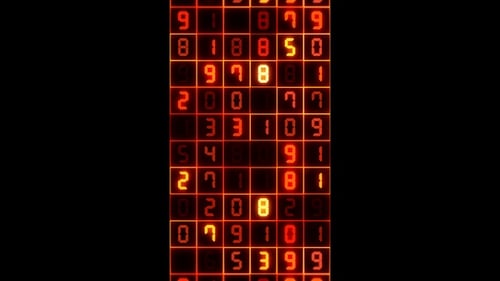 Vertical Golden Abstract Digital Numbers Background