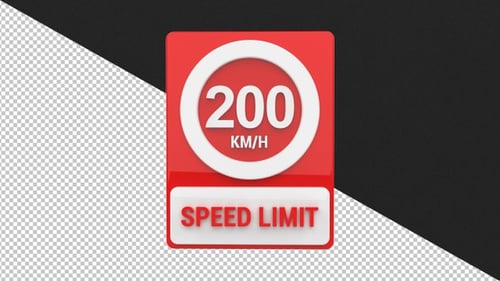Speed sign board 200km - 4K