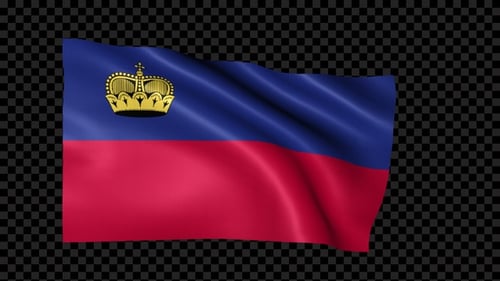 Liechtenstein Flag Waving Seamless Loop with Alpha Channel