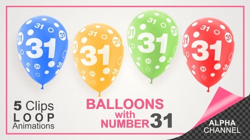 Number 31 Celebration Balloons Loop Animation
