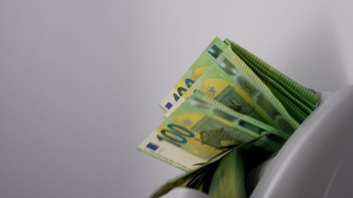 Money Counting Machine Counting Euro Bills