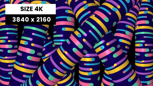 Dynamic Abstract Loop of Intertwined Colorful Geometric Tubes