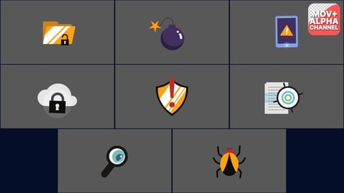 Animated Flat Design Cybersecurity Icons Pack