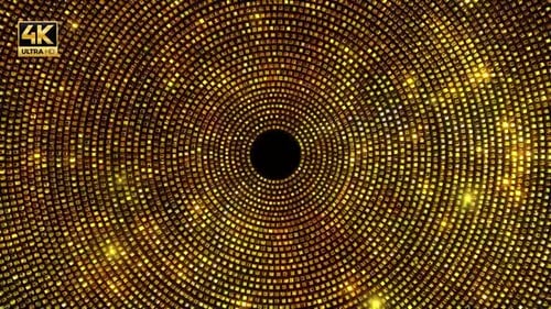 Golden Glittering Circles Tunnel Loop Background Animation