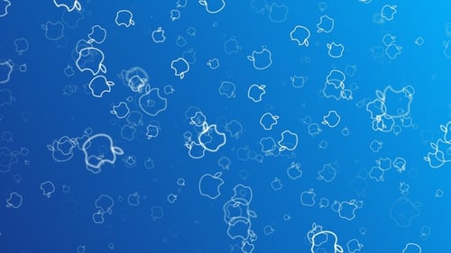Animated Apple Logo Outlines Floating Blue Background Loop
