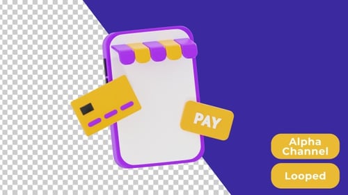 3D Animated Online Payment | Alpha Channel