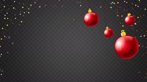 Festive Hanging Christmas Ornaments with Sparkling Confetti Overlay