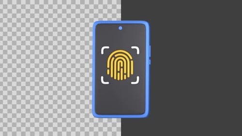 Animated 3D Smartphone Fingerprint Scan Authentication Error