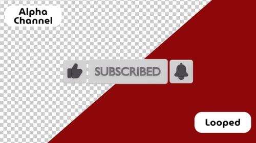 3D Subscribed Button with Like and Notification Bell | Alpha Channel
