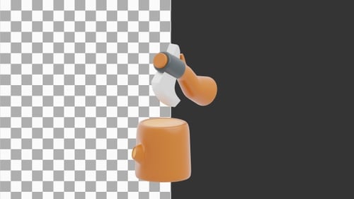 Animación 3D de un hacha duradera para cortar objetos pesados | Alpha Channel