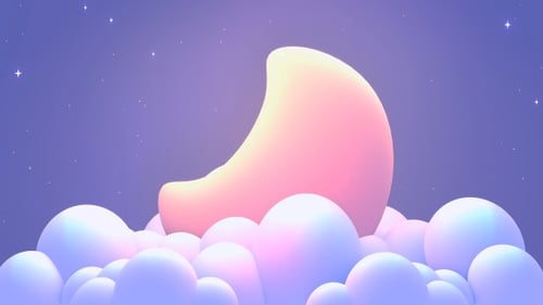 Cartoon Moon and Clouds Night Sky Seamless Loop