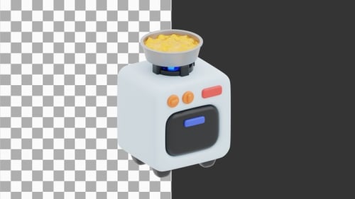 3D Animation of Modern Kitchen Stove | Alpha Channel