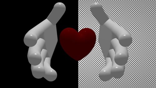 Animation with a saved heart in hands, Alpha Channel, Exclusive, 3D Render