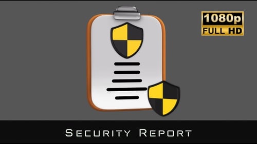 Animated 3D Security Policy Document Icon with Shield