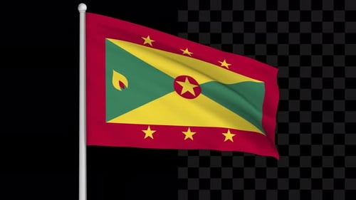 Grenada Flag Waving with Alpha Channel