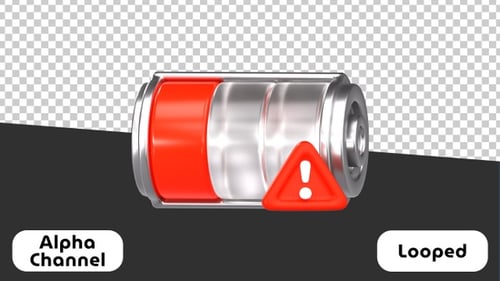 Low Battery Indicator 3D Animation | Alpha Channel
