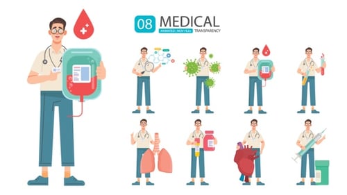 Animated Medical Doctor Character Illustrations Pack