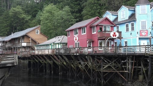 Ketchikan, Alaska, USA. National Historic District. Famous Alaska tourism attraction. Creek Street.