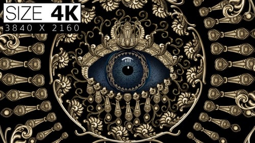 Ornate Evil Eye Animation with Intricate Golden Patterns