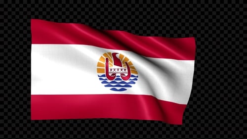 French Polynesia Flag Waving Realistic Loop