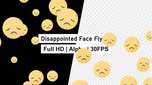Disappointed Face Emoji Flying Animation