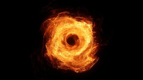 Fiery Circular Energy Explosion Isolated On Black Background