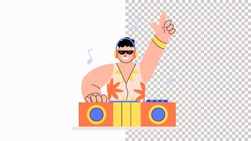 DJ spielt Musik auf dem Alpha Channel von Silvester Animation