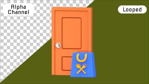 3D Food Delivery Door Opening and Closing Animation