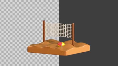 3D Animated Beach Volleyball Icon